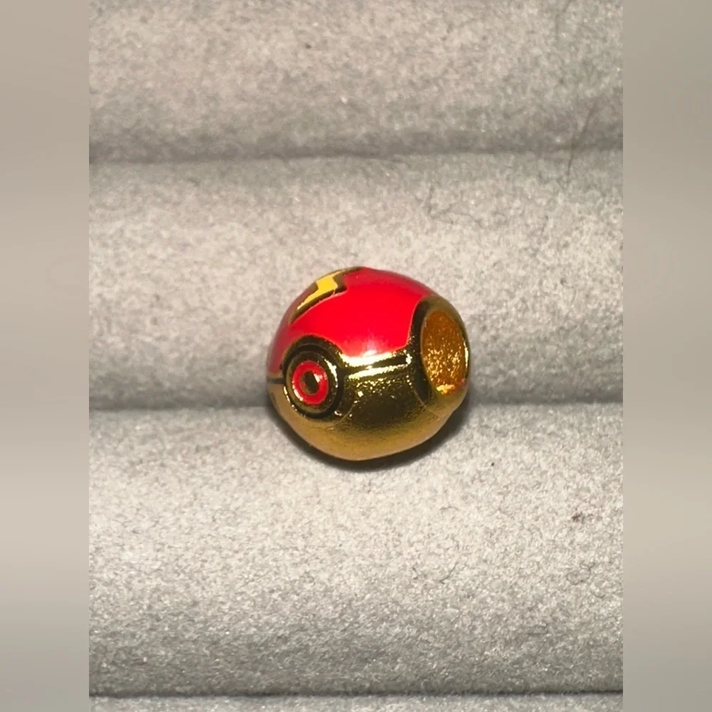 24K Gold Filled Pokemon Pokeball Charm Bead Pendant Anime Kawaii Pocket Monster
